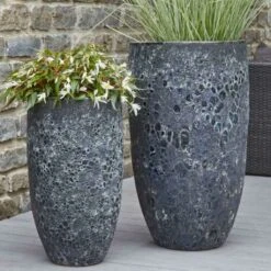 2er Set XXL Pflanzgefäße - Keramik - Schwarz - Outdoor - Jala