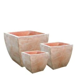 3er Set Blumenkübel - Terrakotta - Eckig - Najat