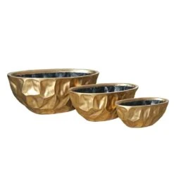 3er Set Pflanzgefäß Schiffchen - Indoor - Goldfarben - Esteron