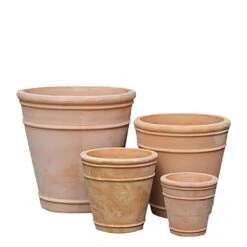 4er Set Outdoor Pflanzkübel - Terrakotta - Rund - Zawadi