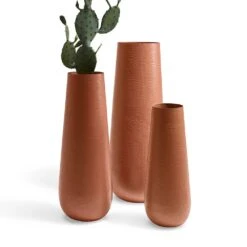 Aluminium Outdoor Vasen In Terrakotta Im 3er-Set - Louis Set Orange