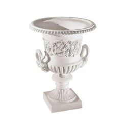 Antike Gartenamphore Marmorguss - Florale Ornamente - Trowana