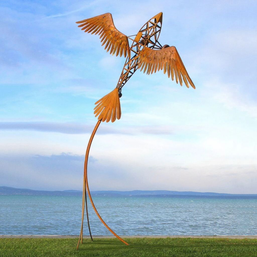 Besondere Flugzeug Gartenplastik Groß Aus Metall Mit Vogelflügeln - Vogelflugzeug 4 Besondere Flugzeug Gartenplastik Groß Aus Metall Mit Vogelflügeln - Vogelflugzeug – Bild 2