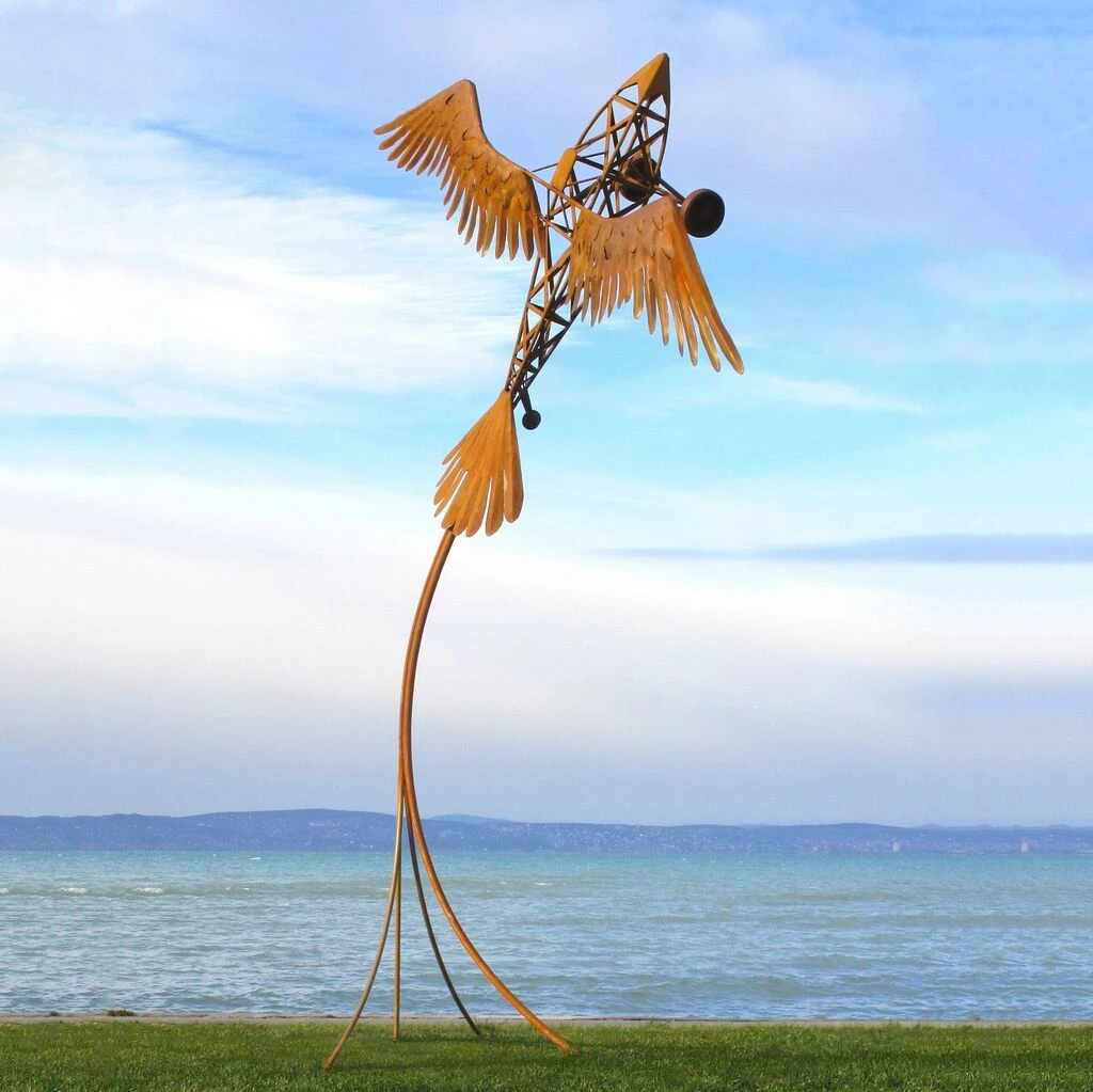 Besondere Flugzeug Gartenplastik Groß Aus Metall Mit Vogelflügeln - Vogelflugzeug 5 Besondere Flugzeug Gartenplastik Groß Aus Metall Mit Vogelflügeln - Vogelflugzeug – Bild 3