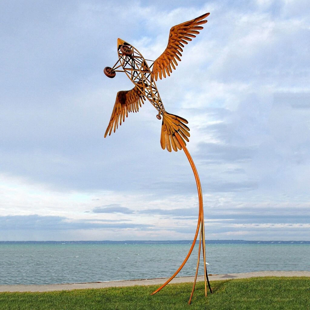 Besondere Flugzeug Gartenplastik Groß Aus Metall Mit Vogelflügeln - Vogelflugzeug 7 Besondere Flugzeug Gartenplastik Groß Aus Metall Mit Vogelflügeln - Vogelflugzeug – Bild 5