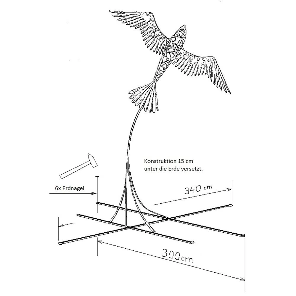 Besondere Flugzeug Gartenplastik Groß Aus Metall Mit Vogelflügeln - Vogelflugzeug 10 Besondere Flugzeug Gartenplastik Groß Aus Metall Mit Vogelflügeln - Vogelflugzeug – Bild 8