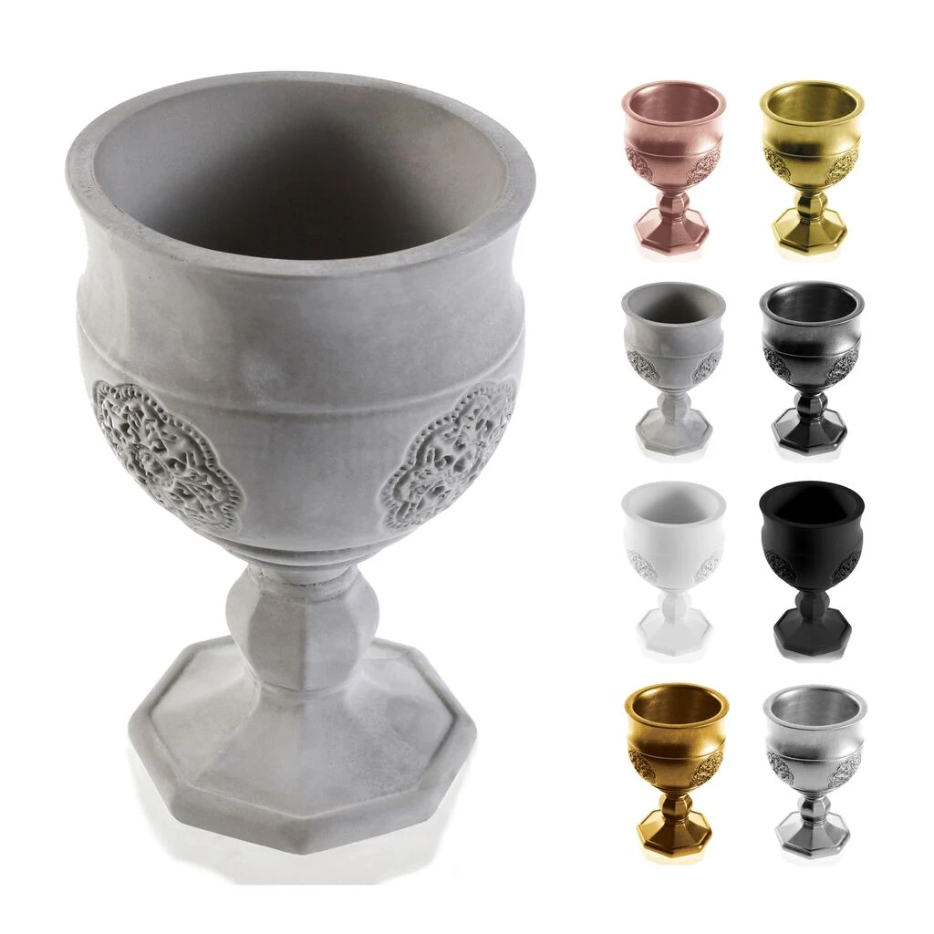 Besonderer Blumentopf - Kelch Aus Beton - Farbig Mit Ornament - Botero 6 Besonderer Blumentopf - Kelch Aus Beton - Farbig Mit Ornament - Botero – Bild 4