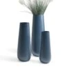 Blaue Alu Gartenvasen Set - Rund - 3 Verschiedene Größen - Louis Set Blau -Pflanztöpfe Verkaufsgeschäft blaue alu gartenvasen set rund 3 verschiedene groessen louis set blau