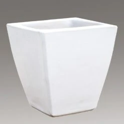 Eckiger Übertopf Für Garten & Terrasse - Steinzeug Winterfest - Weiß - Klythia Blanc