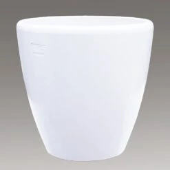 Frostsicheres Pflanzgefäß Für Draußen - Steinzeug Weiß - Rund Schlicht - Akaste Blanc