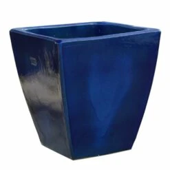 Garten Blumenkübel Blau - Eckig - Steinzeug Winterfest - Modern - Klythia Azur