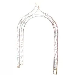 Großer Metall Rosenbogen Mit S-Dekor - Rost - Impedio Rosa