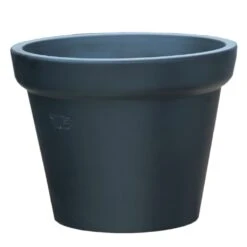 Großes Pflanzgefäß Aus Steinzeug - Anthrazit - Frostsicher - Rund - Xanthe Niger