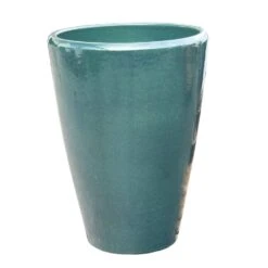 Grüner Garten Blumenkübel Rund - Steinzeug Frostsicher - Groß - Elektra Verde