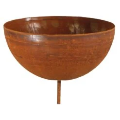 Halbkugelschale Auf Stab In Rostoptik - Metall - Testa Virga