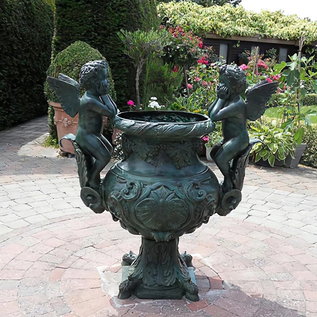Hochwertiges Bronze Pflanzgefäß Mit Engeln 3 Hochwertiges Bronze Pflanzgefäß Mit Engeln