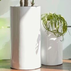 Hohe Pflanztöpfe Im 2er Set - Weiß Glänzend - Polystone - Mondolfo