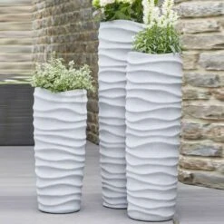 Hohes Garten Pflanzgefäß In Zement Optik - Polystone - Mombaldone