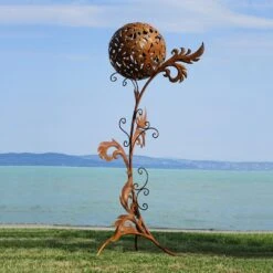 Metall Gartenplastik XXL Im Floralen Design Mit Kugel - Florala