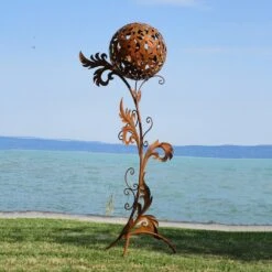 Metall Gartenplastik XXL Im Floralen Design Mit Kugel - Florala -Pflanztöpfe Verkaufsgeschäft metall gartenplastik xxl im floralen design mit kugel florala4