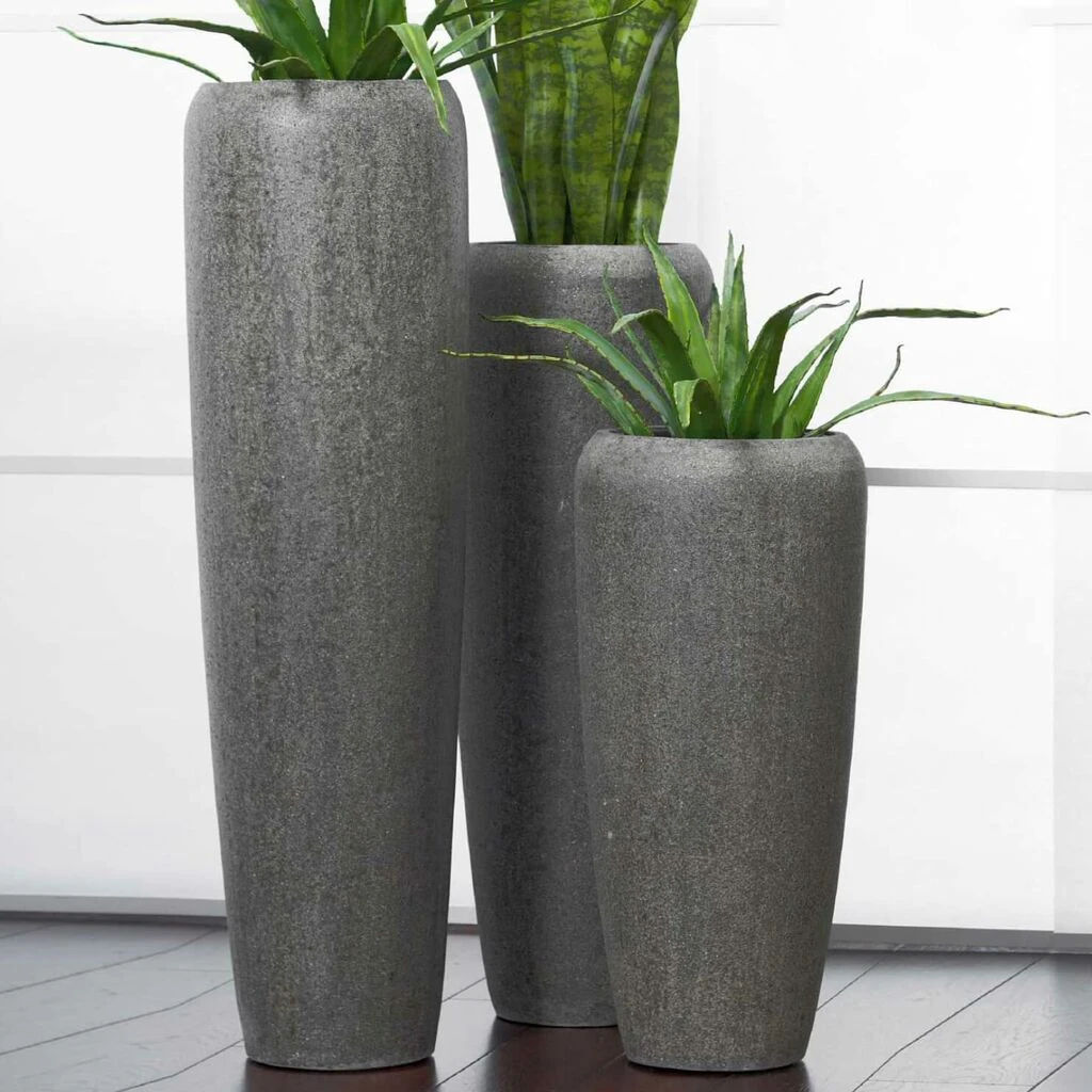 Moderne Garten Pflanzvase Aus Polystone In Grau - Rango 3 Moderne Garten Pflanzvase Aus Polystone In Grau - Rango
