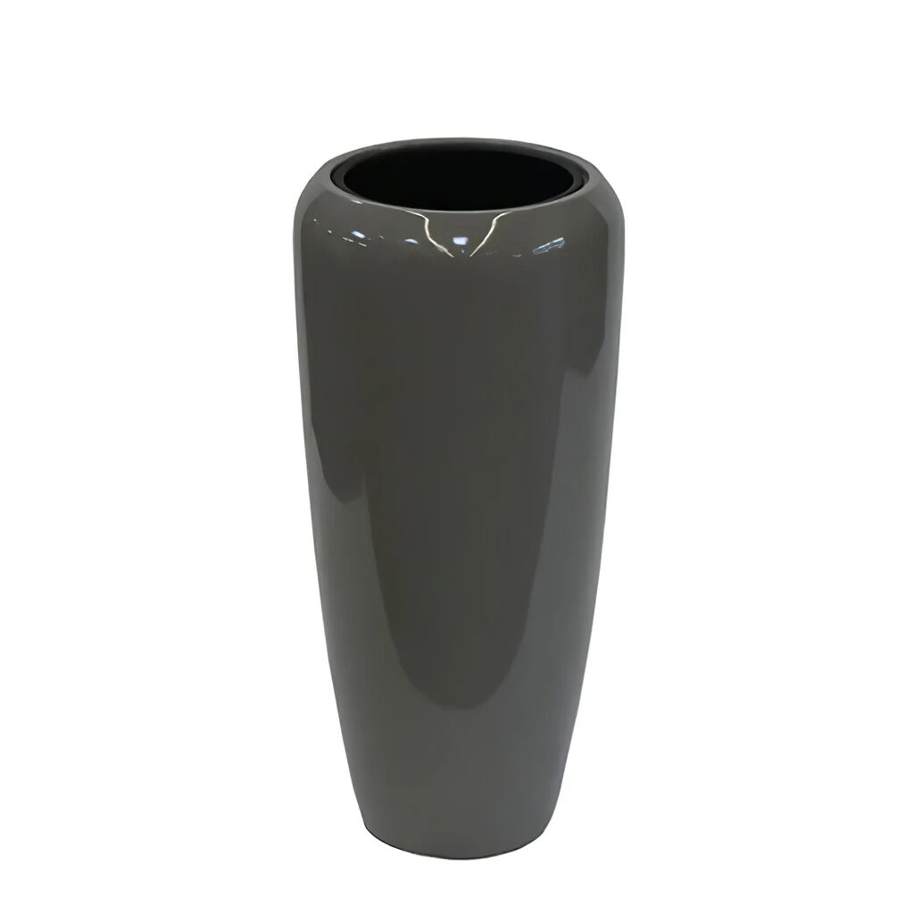 Moderne Garten Pflanzvase - Hochglänzend - Polystone Taupe - Offagna 4 Moderne Garten Pflanzvase - Hochglänzend - Polystone Taupe - Offagna – Bild 2