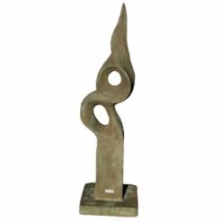 Moderne Gartenplastik Aus Steinguss In Antikgrün - Fonteyn