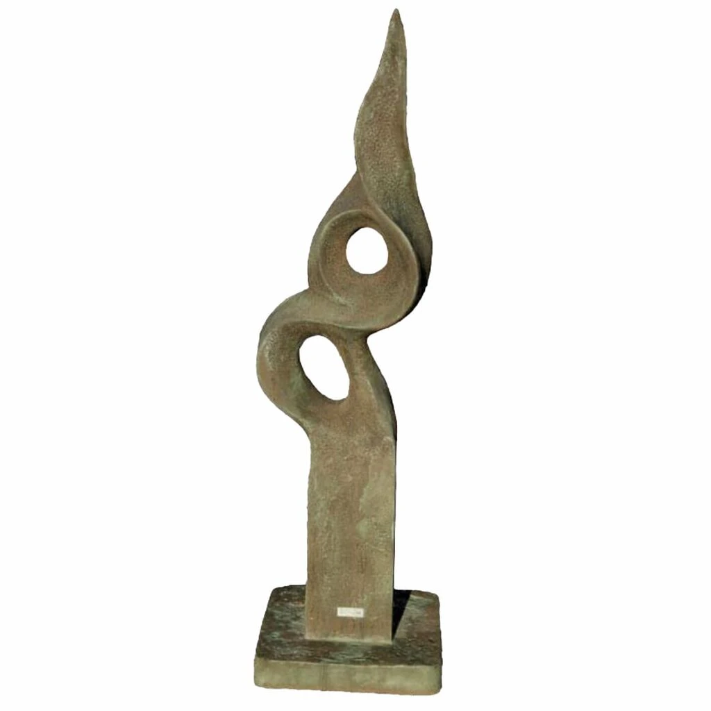 Moderne Gartenplastik Aus Steinguss In Antikgrün - Fonteyn 3 Moderne Gartenplastik Aus Steinguss In Antikgrün - Fonteyn