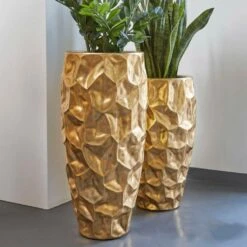 Moderne Indoor Pflanzvase Aus Polystone - Goldfarben - Restandor