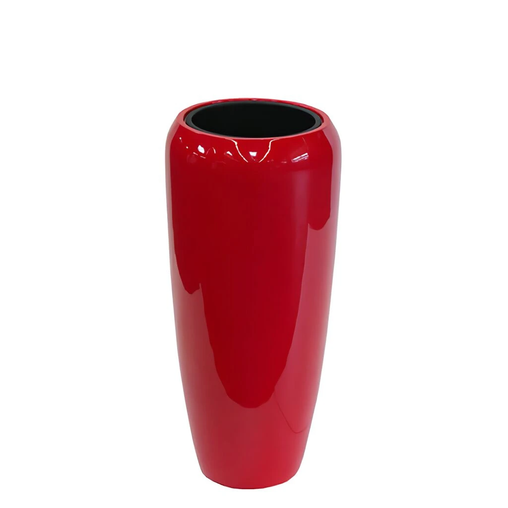 Moderne Pflanzvase Für Draußen - Rot Glänzend - Polystone - Gineso 4 Moderne Pflanzvase Für Draußen - Rot Glänzend - Polystone - Gineso – Bild 2