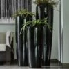 Moderne Pflanzvase Für Draußen - Schwarz Glänzend - Polystone - Sarnano