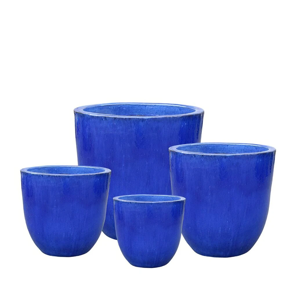 Outdoor Blumentöpfe Im 4er Set - Keramik Blau - Loranto 4 Outdoor Blumentöpfe Im 4er Set - Keramik Blau - Loranto – Bild 2