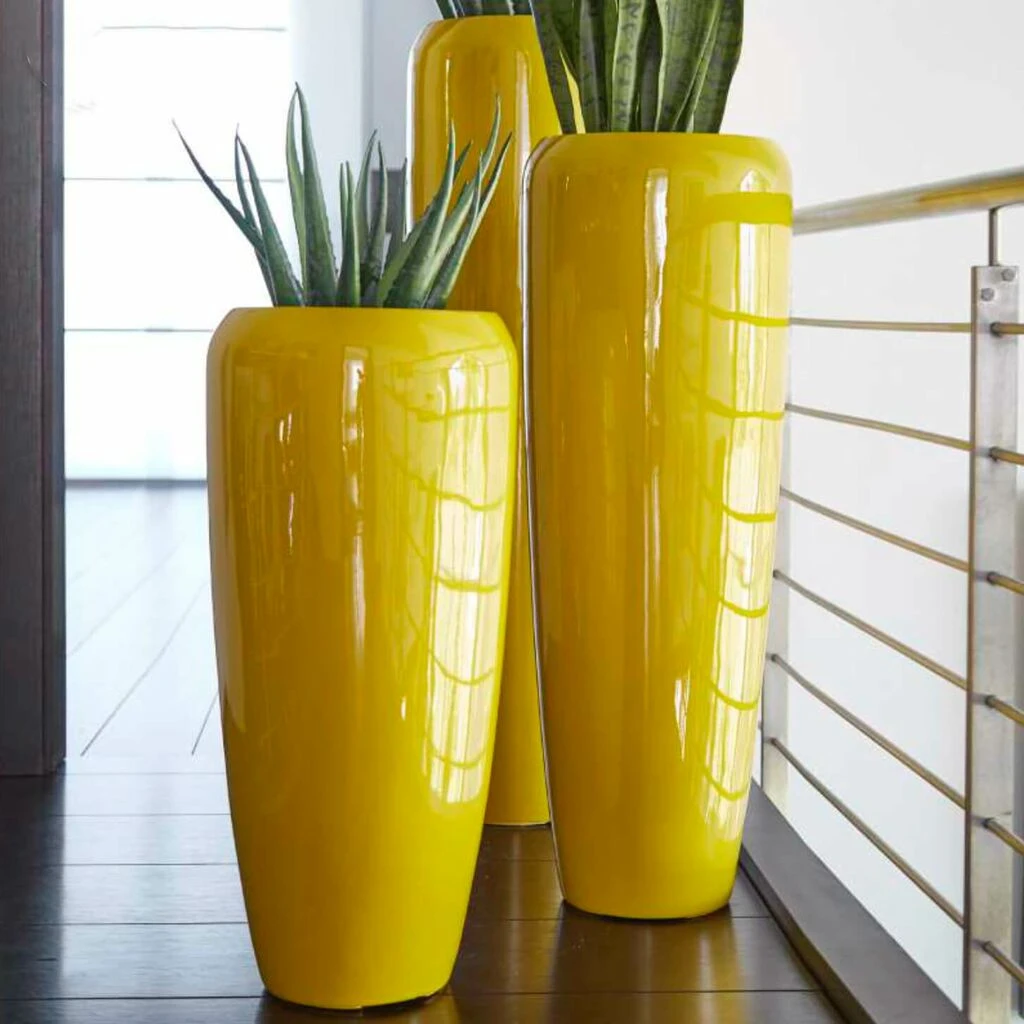 Outdoor Pflanzvase In Gelb - Hochglänzend - Modern - Corinaldo 3 Outdoor Pflanzvase In Gelb - Hochglänzend - Modern - Corinaldo
