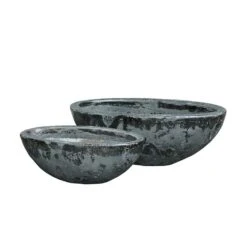 Ovale Pflanzschale Im 2er Set - Sandblast Antik Schwarz - Rikano