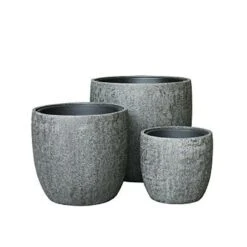 Pflanztöpfe Im 3er Set - Mit Einsatz - Polystone Steingrau - Clauiano