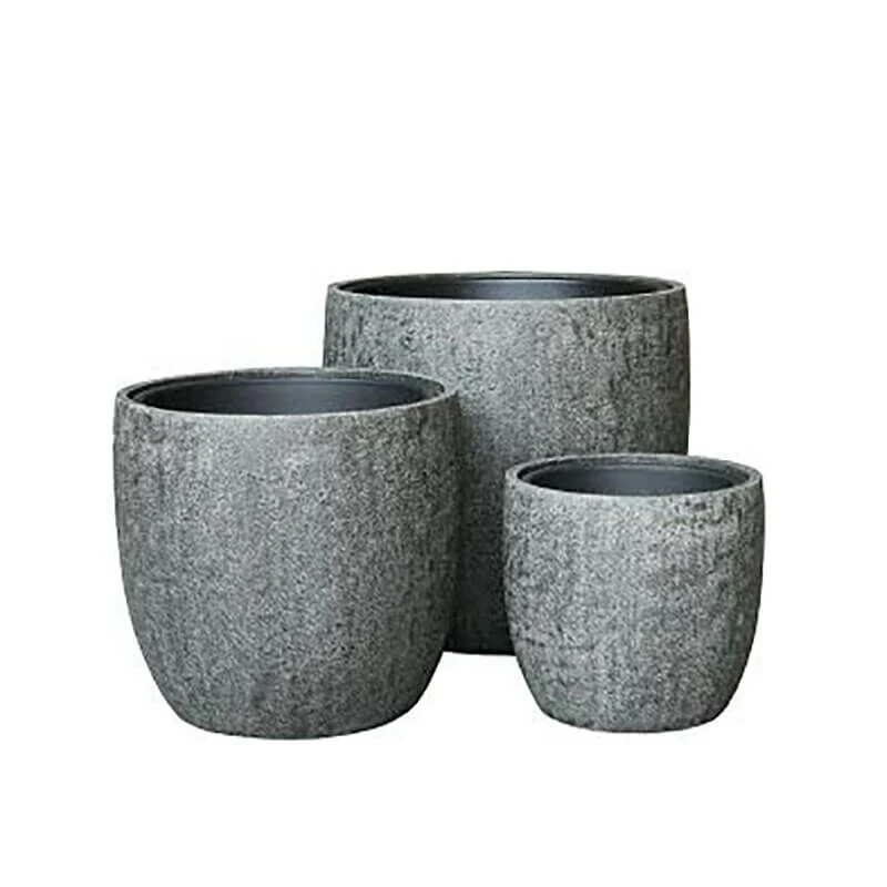 Pflanztöpfe Im 3er Set - Mit Einsatz - Polystone Steingrau - Clauiano 3 Pflanztöpfe Im 3er Set - Mit Einsatz - Polystone Steingrau - Clauiano