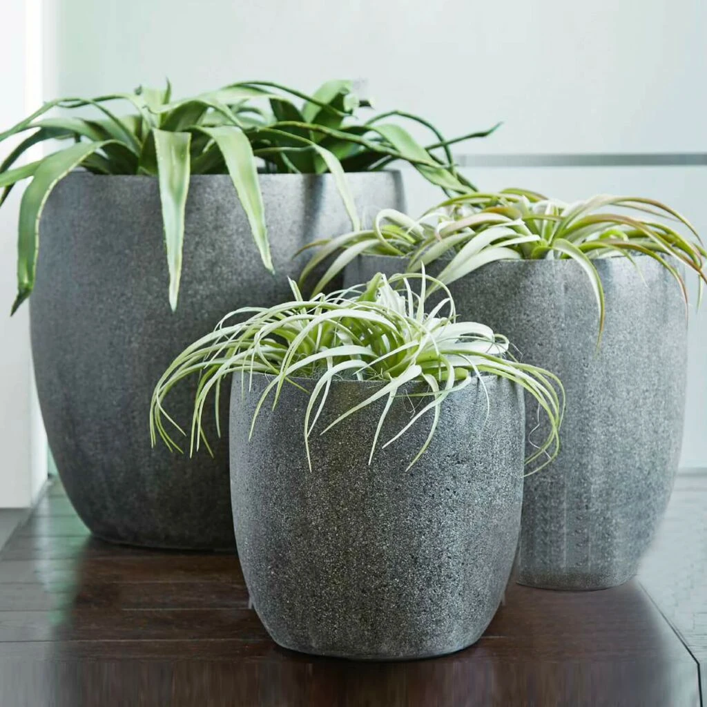 Pflanztöpfe Im 3er Set - Mit Einsatz - Polystone Steingrau - Clauiano 4 Pflanztöpfe Im 3er Set - Mit Einsatz - Polystone Steingrau - Clauiano – Bild 2