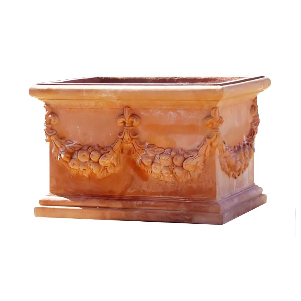 Robuster Pflanztrog Aus Terrakotta Mit Ornament - Ligozzi 3 Robuster Pflanztrog Aus Terrakotta Mit Ornament - Ligozzi