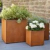 Rost Metall Pflanzgefäße 3er Set - Eckig Mit Einsatz - Hilo -Pflanztöpfe Verkaufsgeschäft rost metall pflanzgefaesse 3er set eckig mit einsatz hilo