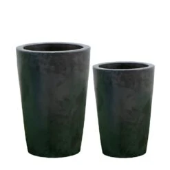 Runde Outdoor Pflanzgefäße Aus Keramik - Anthrazit - Estano