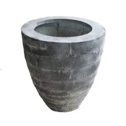 Runder Pflanztopf Mit Bändermuster Aus Metall - Tolano Hira