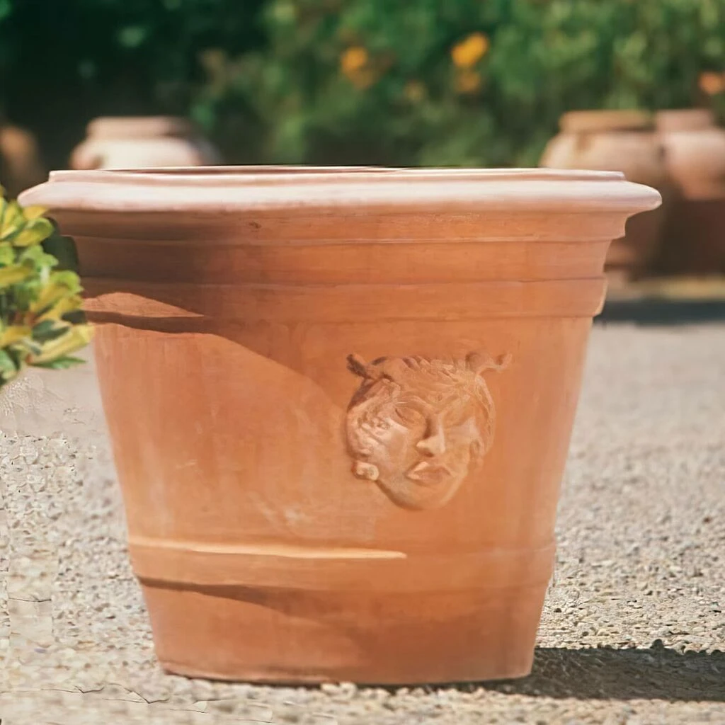 Schöner Terracotta Pflanzkübel Mit Ornament - Sergio 3 Schöner Terracotta Pflanzkübel Mit Ornament - Sergio