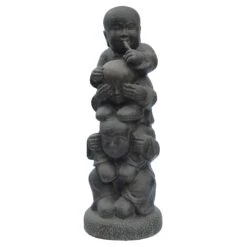 Steinguss Skulptur Mit 3 Mönchen "Nichts Sagen, Nichts Hören, Nichts Sehen" - Jalar