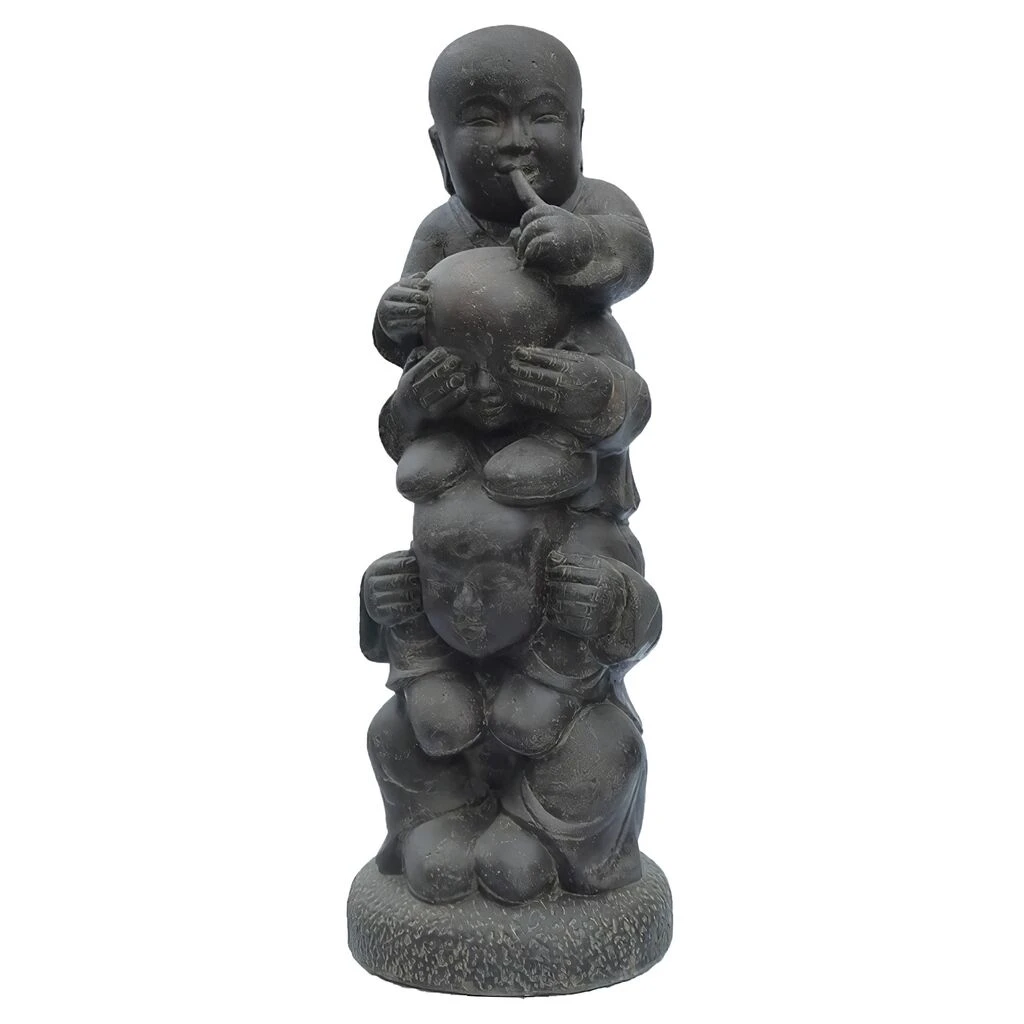 Steinguss Skulptur Mit 3 Mönchen "Nichts Sagen, Nichts Hören, Nichts Sehen" - Jalar 3 Steinguss Skulptur Mit 3 Mönchen "Nichts Sagen, Nichts Hören, Nichts Sehen" - Jalar
