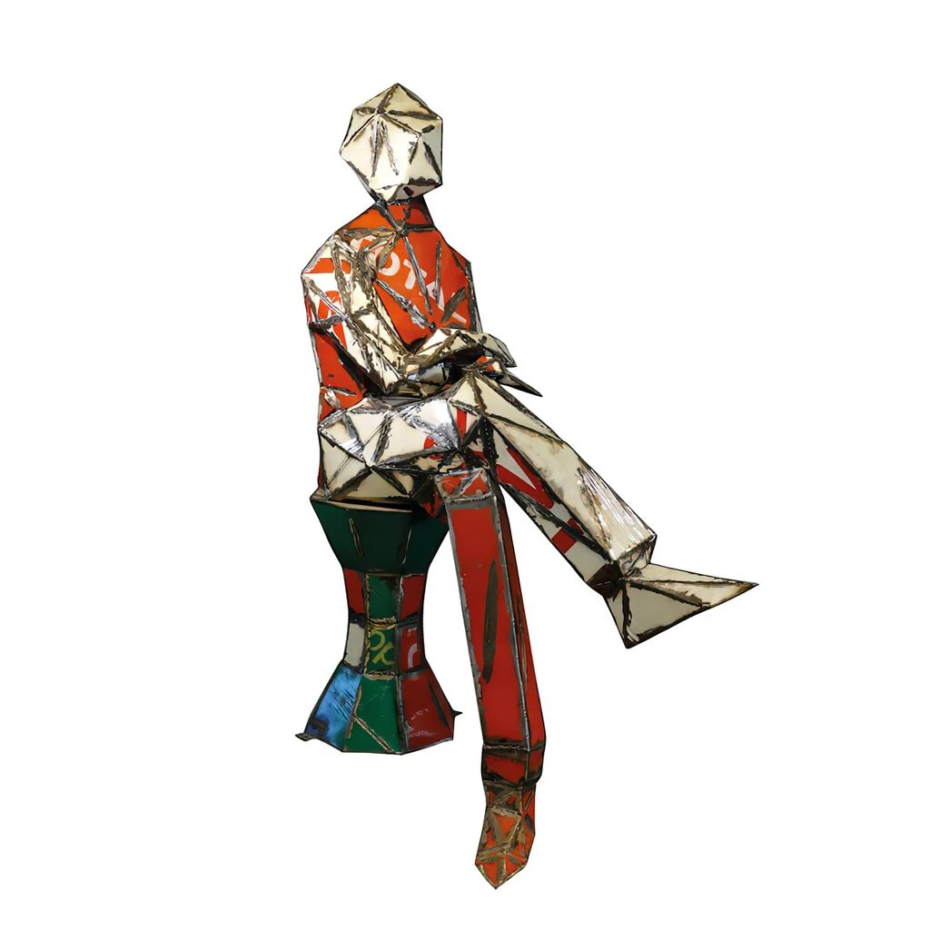 Upcycling Unikat Aus Ölfässern - Sitzende Männer Skulptur - Akoni 3 Upcycling Unikat Aus Ölfässern - Sitzende Männer Skulptur - Akoni