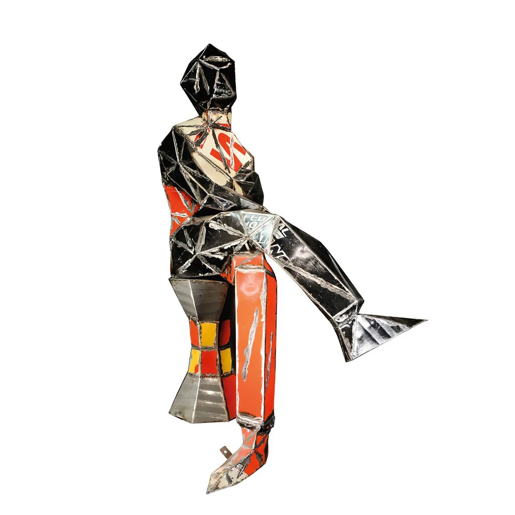 Upcycling Unikat Aus Ölfässern - Sitzende Männer Skulptur - Akoni 4 Upcycling Unikat Aus Ölfässern - Sitzende Männer Skulptur - Akoni – Bild 2