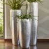 XXL Pflanzvase Für Drinnen Mit Einsatz - Polystone - Silber - Rund - Amera -Pflanztöpfe Verkaufsgeschäft xxl pflanzvase fuer drinnen mit einsatz polystone silber rund amera